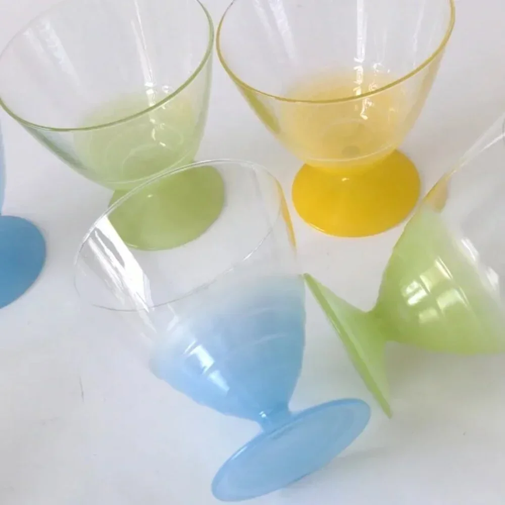 Vintage Luminarc France Pastel Sundae Sherbet Pedestal Bowls Mid Century Set 8